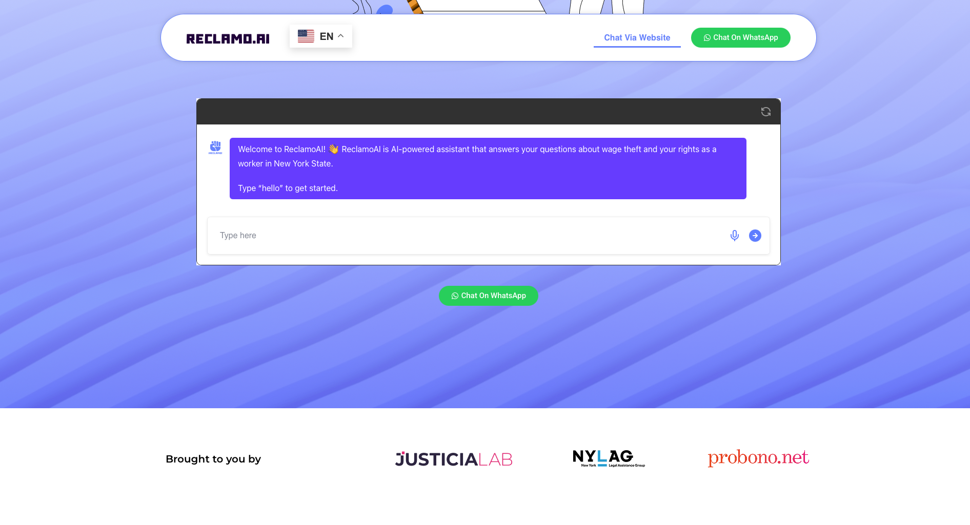 Reclamo.ai Home Page